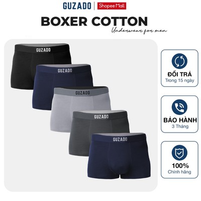 COMBO 5 quần lót nam Boxer Guzado Mẫu Cotton Kháng Khuẩn Hút Ẩm Cực Tốt CB5GBX01-CB5GIBX25A001