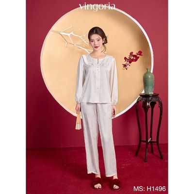 Bộ đồ ngủ nữ Pijama lụa VINGO/VINGORIA tay dài xuân hè Diệp An H1496