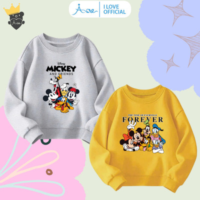 [MỚI] Áo nỉ SWEATER cho bé trai AORE, Áo nỉ dài tay in hình DISNEY , MICKEY cổ tròn chất nỉ da cá mềm bé trai 10-34kg