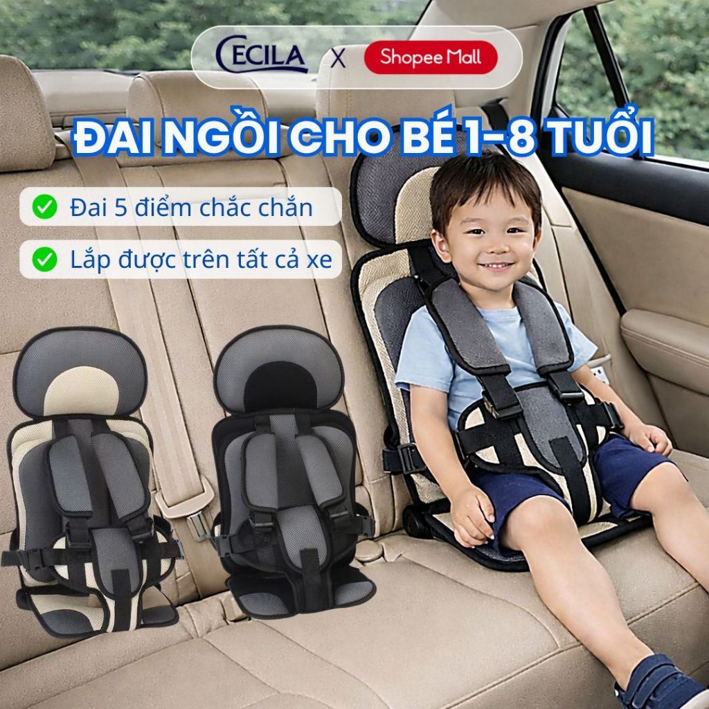 Đai ngồi ô tô cho bé CECILA đai bảo vệ an toàn trên xe ô tô cho bé 1-9 tuổi dễ dàng sử dụng