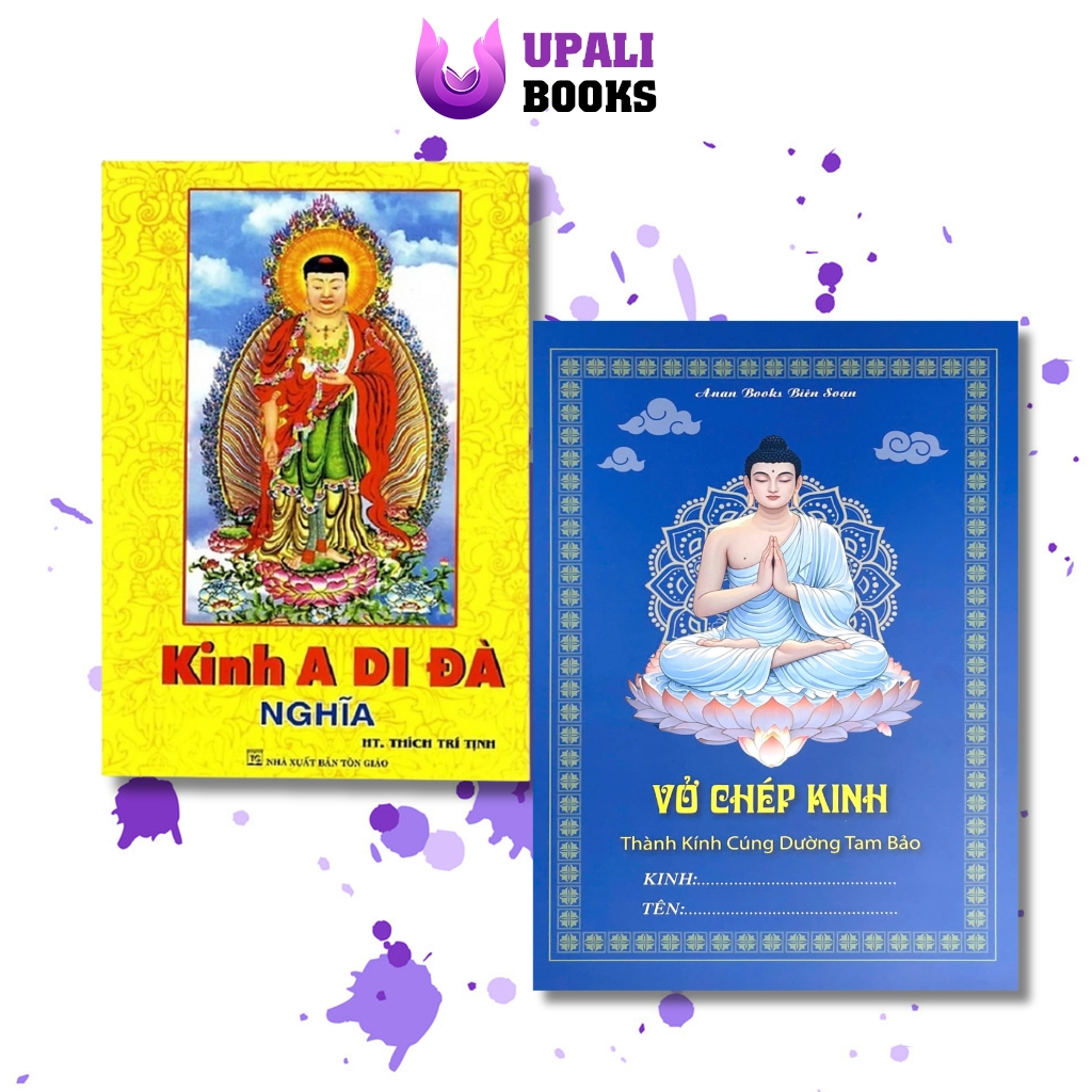 Sách - Combo Kinh A Di Đà Nghĩa - HT. Thích Trí Tịnh và Vở Chép Tay Cúng Dường Tam Bảo không chữ - U