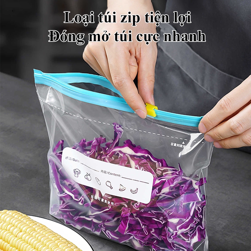 Túi zip nhựa trong suốt đựng thực phẩm SUNNY Túi zipper nhựa PE có khóa đáy đứng bảo quản thức ăn trái cây rau củ