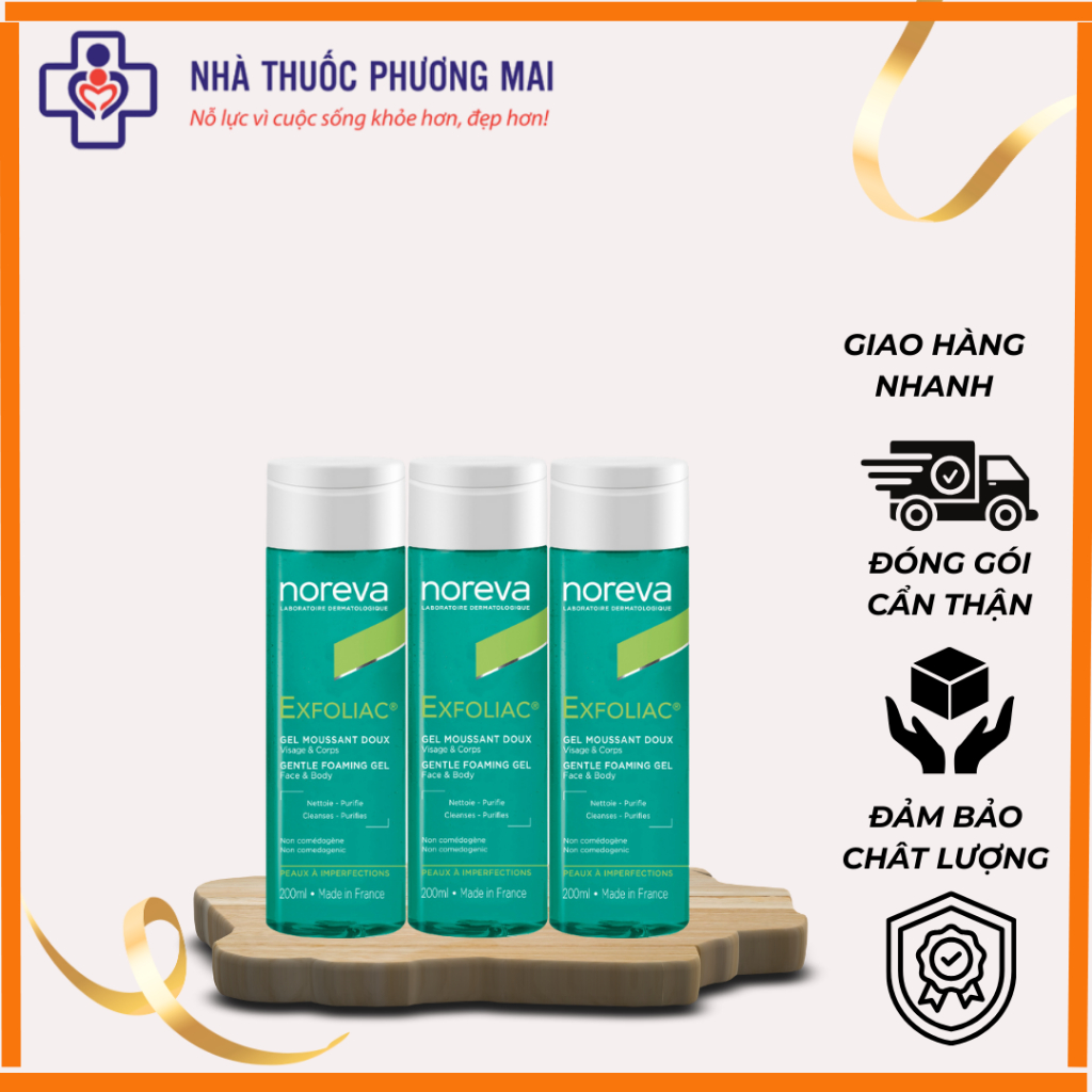 NOREVA Exfoliac Intensive Foaming Gel 200ml - Sữa Rửa Mặt Cho Da Dầu Mụn