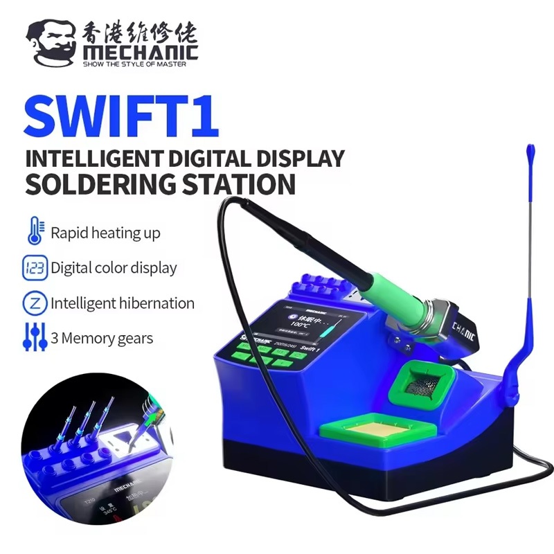 Máy hàn cầm tay MECHANIC SWIFT 1. 3 kênh nhớ, phù hợp mũi hàn C210 200W. Hỗ trợ 3 loại tay hàn C210/