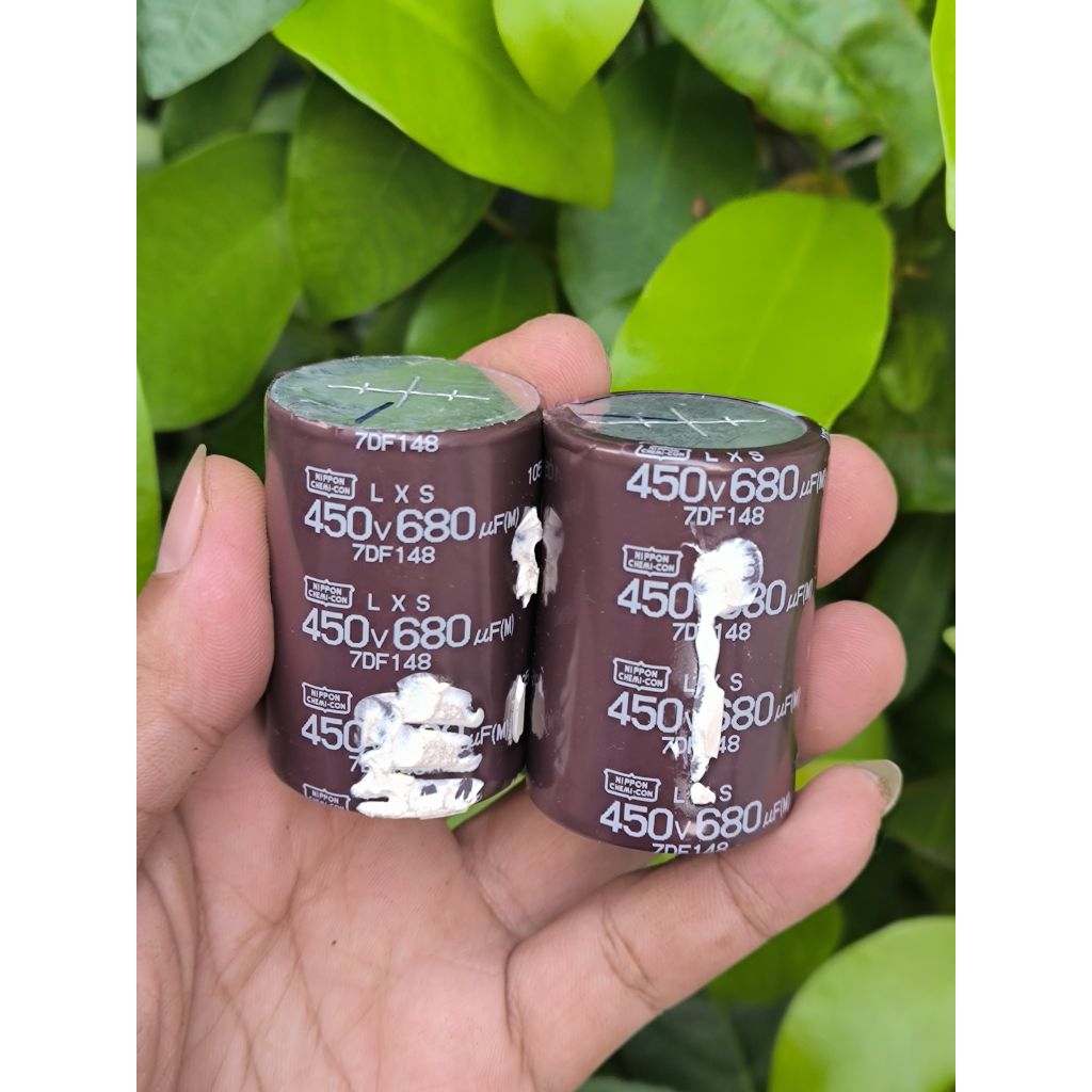 set 10 tụ 680uf 450v tháo máy, tụ hãng tháo máy, màu nâu
