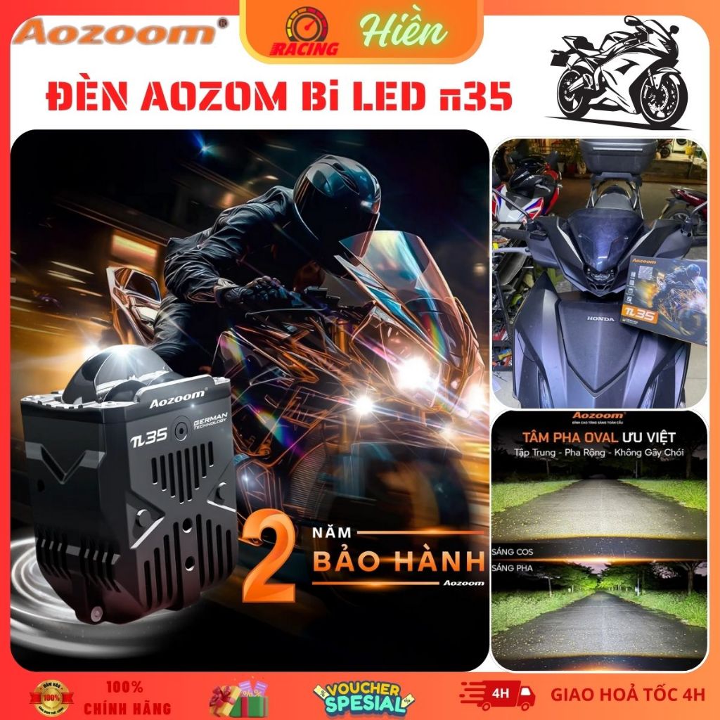 Aozoom Pi35, Đèn Aozoom Bi LED π35 - LED MOTOR EXTRA LIGHTS 40W Công Nghệ Hiện Đại, Bảo Hành 2 Năm