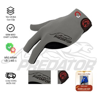 Găng Tay Bida Predator Xám Khóa Cổ Tay – Thoáng Khí, Co Giãn Cao [mua 2 Găng TẶNG KHĂN – Freeship]
