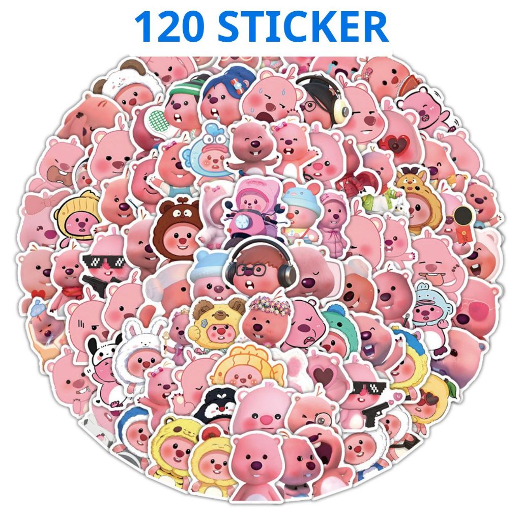 Bộ 100 sticker loopy meme đầu thú đáng yêu hình dán hoạt hình cute trang trí quà tặng