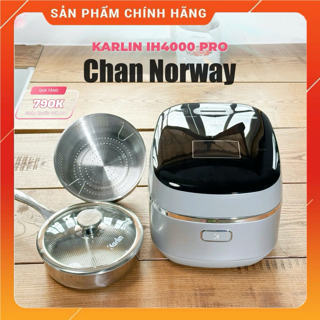 [CHÍNH HÃNG] Nồi Cơm Điện Cao Tần KARLIN IH4000 PRO - Lòng Nồi Inox 316L Cao Cấp - Dung Tích 1.5L - 