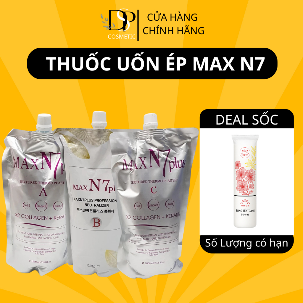 Thuốc uốn MAX N7 PLUS 1000ML uốn nóng collagen dành cho tóc khoẻ chính hãng phục vụ salon,baber
