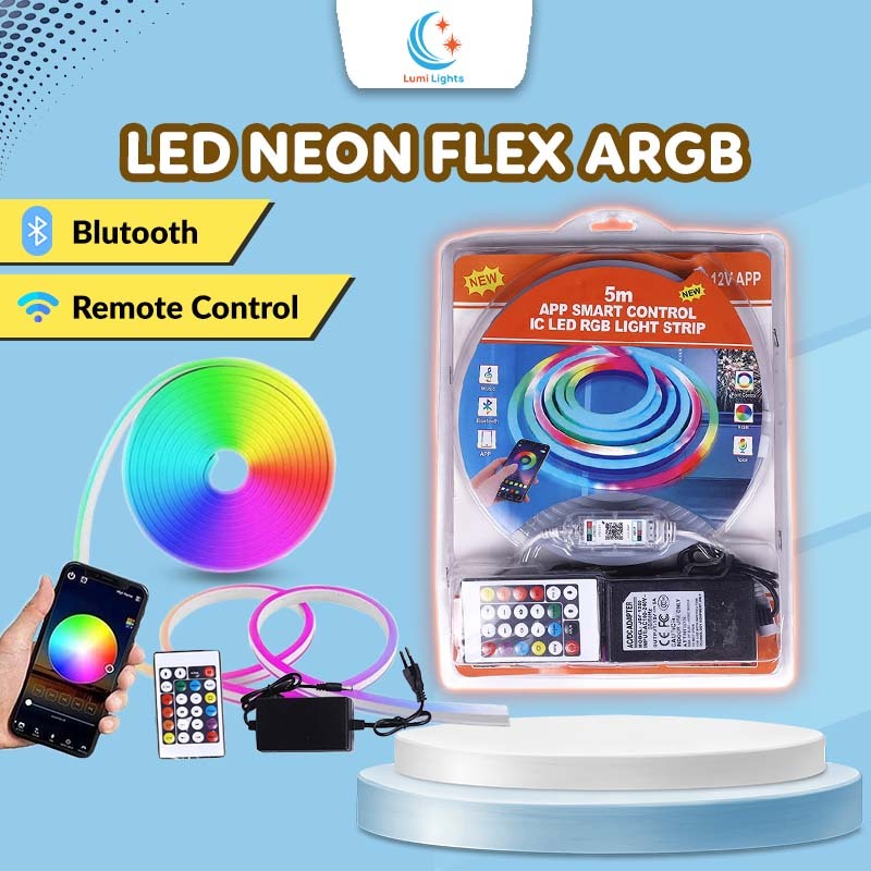 LED NEON FLEX ARGB 5M nháy đuổi 16TR màu, điều khiển qua app, remote, trang trí uốn dẻo tạo hình