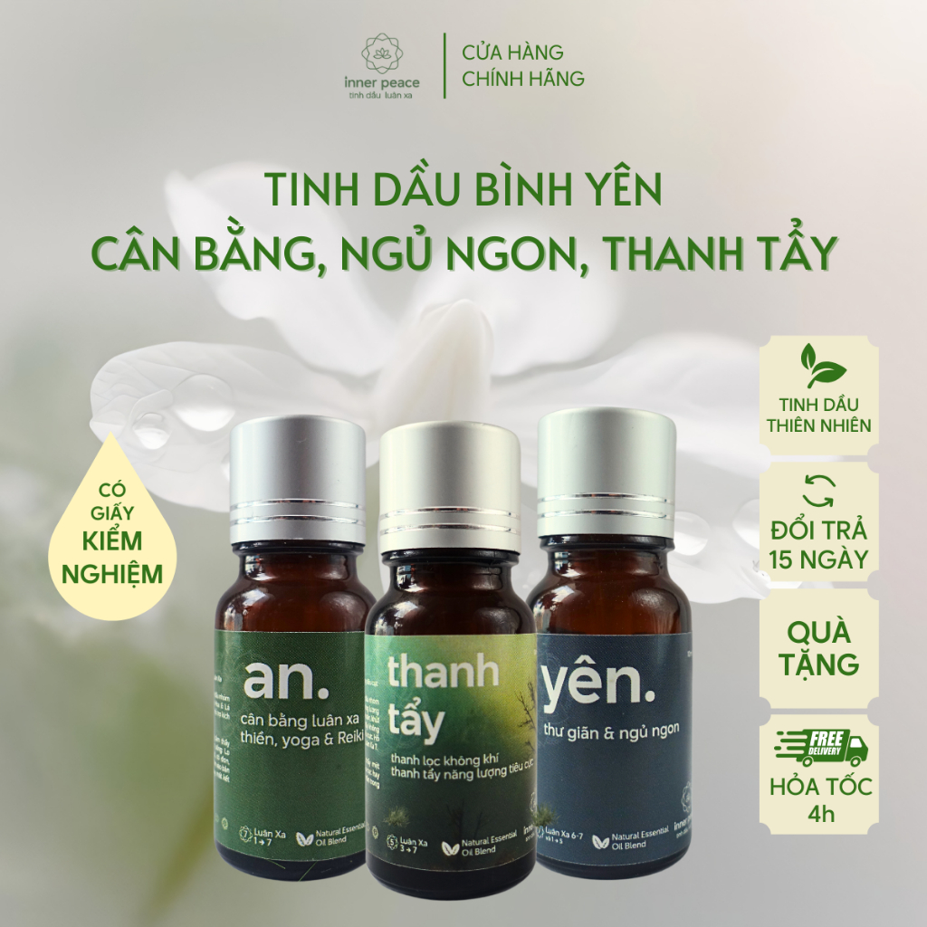 Tinh Dầu Luân Xa INNER PEACE | Tự chọn mùi | Có giấy kiểm định và Hướng dẫn Chữa Lành, Thanh Tẩy
