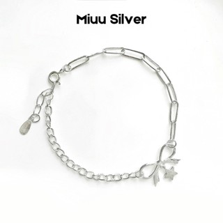  Vòng tay bạc Miuu Silver lắc tay nữ hình nơ Ribbon 