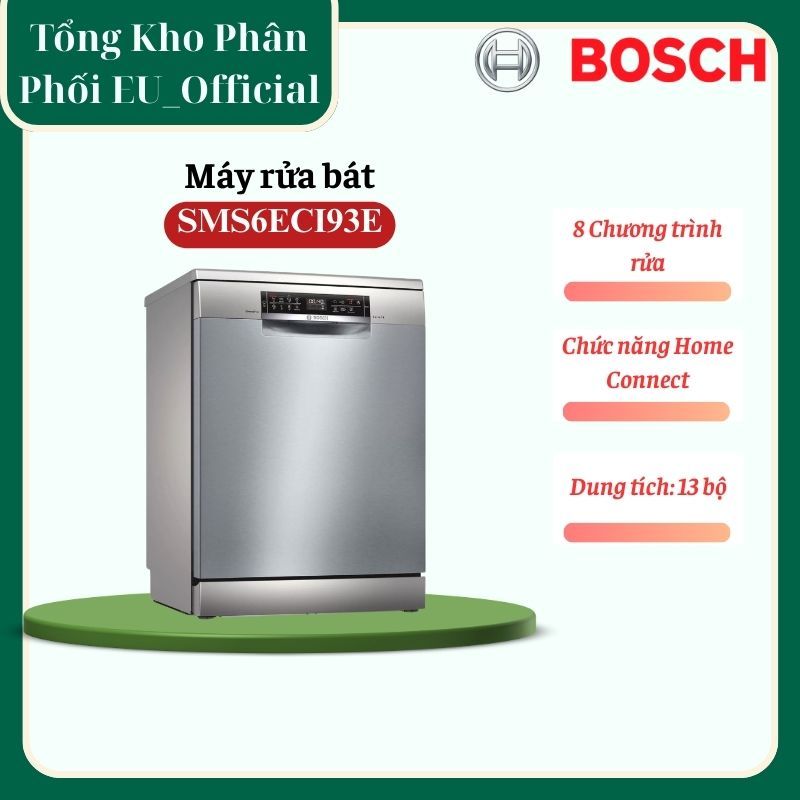 Máy Rửa Bát Độc Lập Bosch SMS6ECI93E Serie 6 – 13 Bộ, Tự Động Hé Cửa