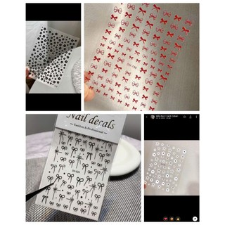 Stricker dán móng tay hình nơ, hoa, mèo kitty trang trí nail, xu hướng làm đẹp 2026