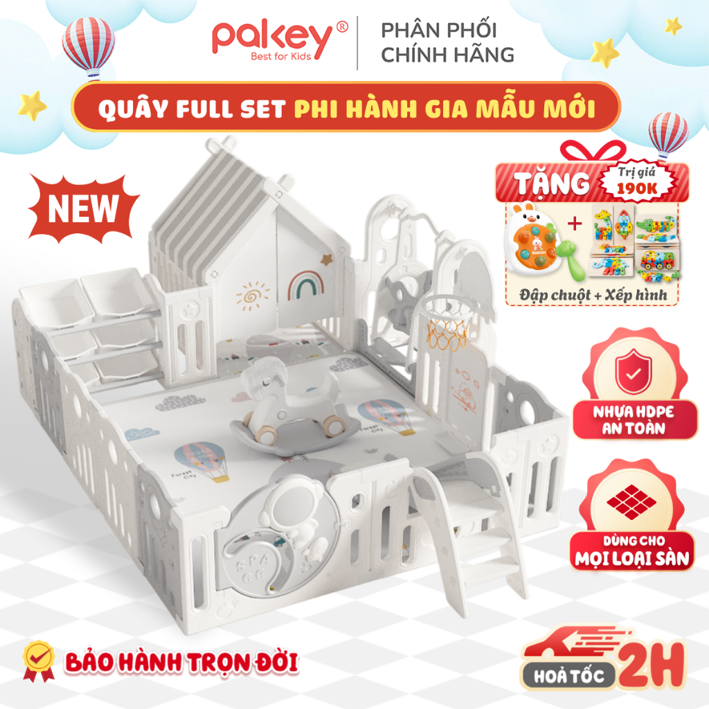 [Mới 2026] Set Full Quây Cũi Nhựa Phi Hành Gia Kết Hợp Nhiều Trò Chơi Tạo Không Gian Vui Chơi An Toàn Cho Bé