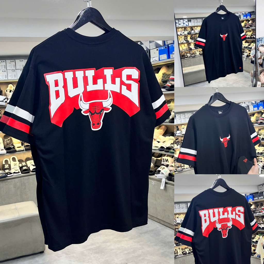[Authentic💯] Áo Thun NEW ERA CHICAGO BULLS NBA ĐEN 60502589 -  T-Shirt | Một Chiếc Áo | Áo Thun Chín