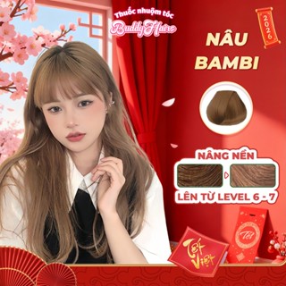  Thuốc nhuộm tóc màu NÂU VÀNG KHÓI NÂU BAMBI thuốc nhuộm tóc không cần tẩy kem nhuộm tóc tại nhà Buddyhairs tặng kèm d 