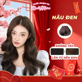 Thuốc nhuộm tóc màu NÂU ĐEN thuốc nhuộm tóc không cần tẩy kem nhuộm tóc tại nhà Buddyhairs tặng kèm dụng cụ 