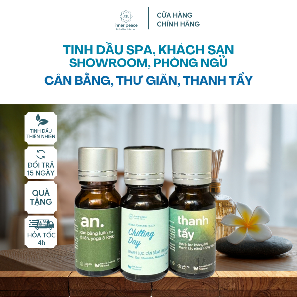 Tinh Dầu Spa, Khách sạn, Phòng ngủ, TMV, Showroom, tinh dầu thư giãn, cân bằng| Tinh dầu INNER PEACE