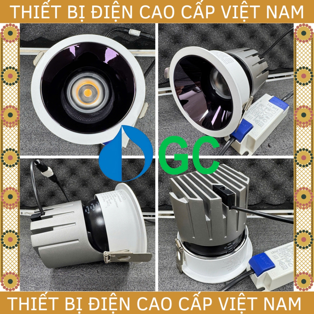 [GC] Đèn âm trần Spotlight công suất lớn cho nhà thông tầng GC LED 16W/D95mm, chỉnh góc chiếu rọi xa