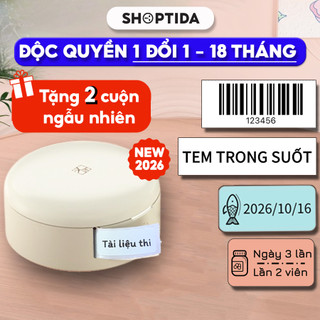  Máy in nhiệt mini H11 Shoptida kết nối bluetooth thiết kế hình hộp phấn hồng nhỏ gọn có kèm tem nhãn 