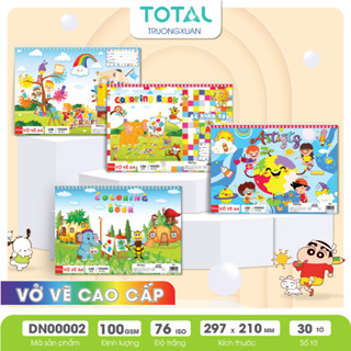 Vở vẽ Total A4 -30 tờ lò xo, giấy chống loá màu tự nhiên bám màu tốt.Mã:DN02