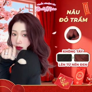  Thuốc nhuộm tóc màu NÂU ĐỎ TRẦM NÂU ĐỎ ĐẤT thuốc nhuộm tóc không cần tẩy kem nhuộm tóc tại nhà Buddyhairs tặng kèm dụn 