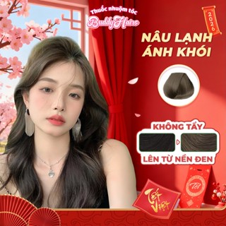  Thuốc nhuộm tóc Nâu lạnh ánh khói không cần dùng Thuốc tẩy tóc của Buddyhairs tặng kèm găng tay mũ trùm  trợ nhuộm 