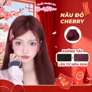  Thuốc nhuộm tóc màu NÂU ĐỎ CHERRY STRAWBERRY thuốc nhuộm tóc không cần tẩy kem nhuộm tóc tại nhà Buddyhairs tặng kèm 