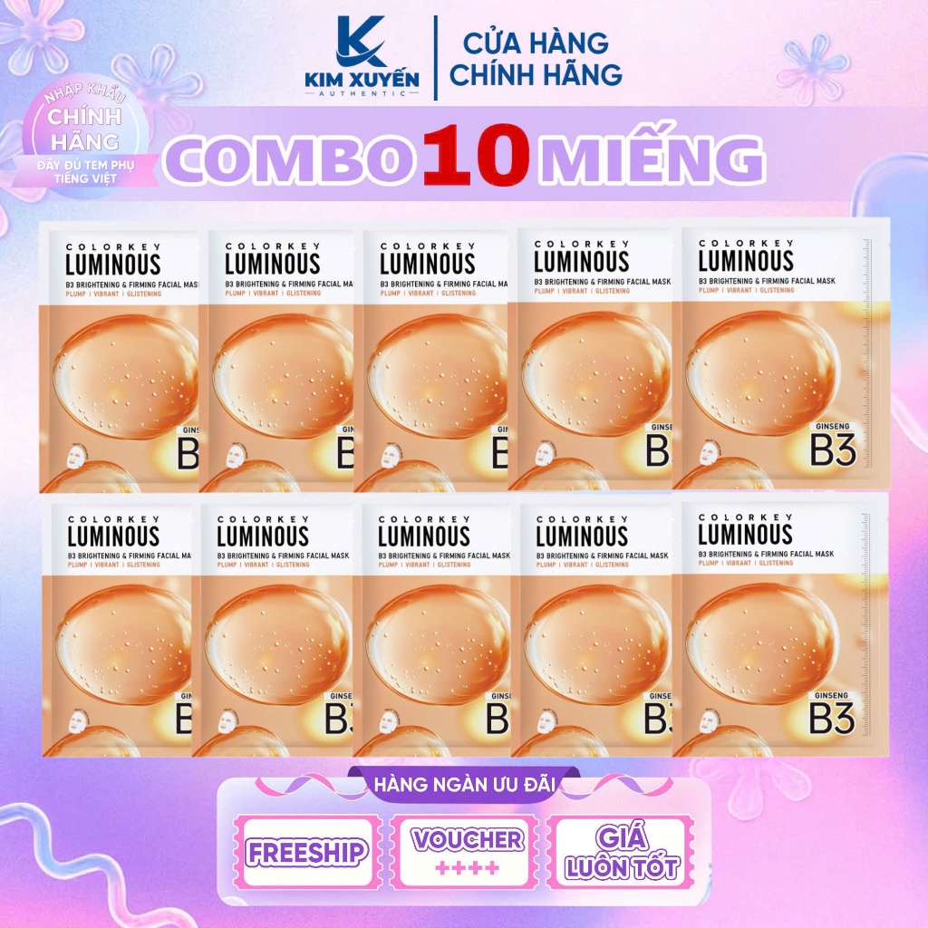 [COMBO 10 MIẾNG] Mặt nạ Colorkey Luminous B3 30ML - THẾ HỆ MỚI