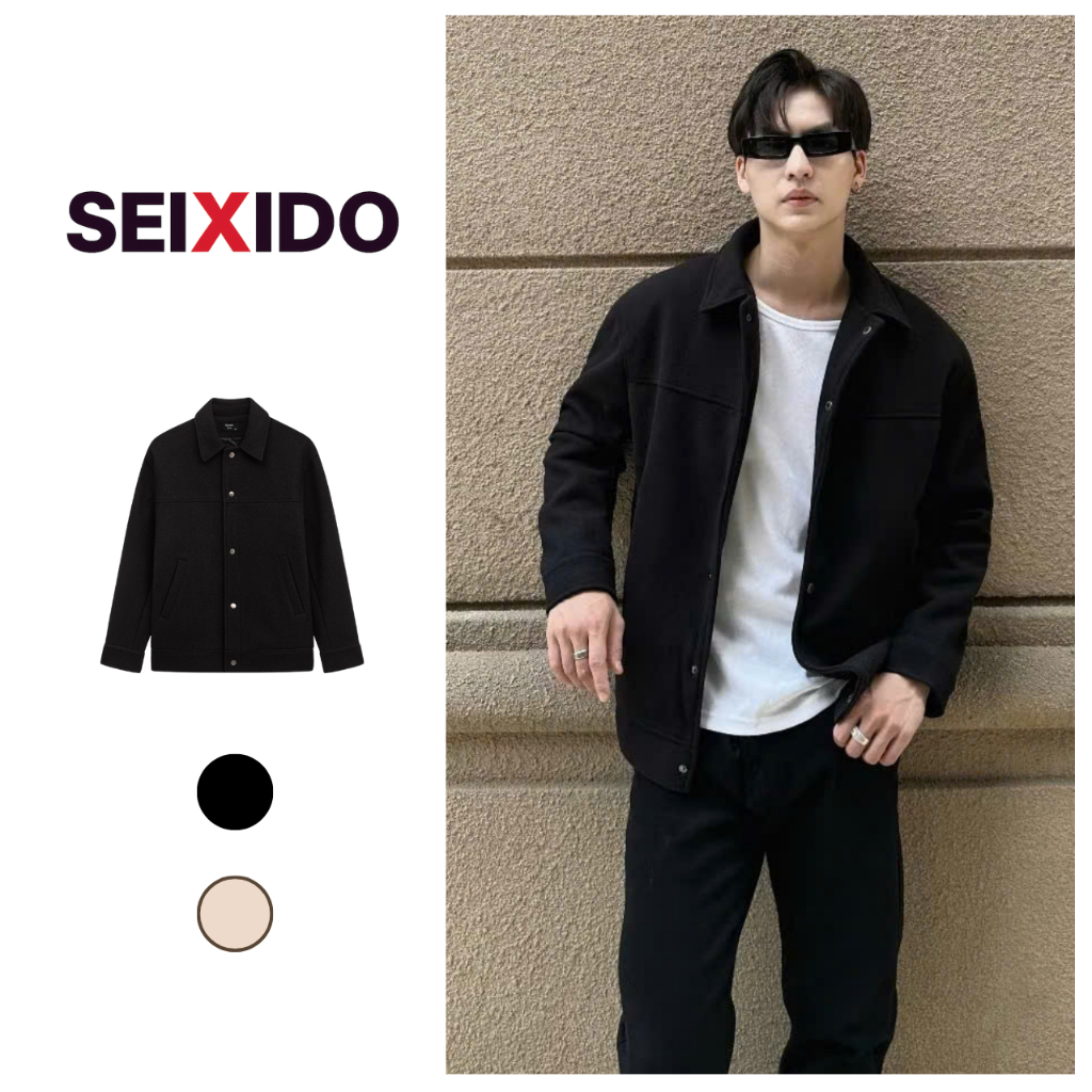 Áo khoác dạ nam Seixido áo dạ nam cổ bẻ đứng form Regular Fit chất liệu dạ ép cao cấp N001