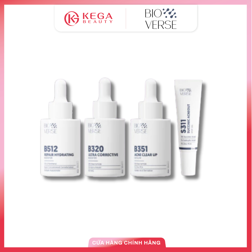 Serum BIOVERSE B512, B320, B351 30ml và Gel Chấm mụn S311 10ml Dành Cho Da Mụn