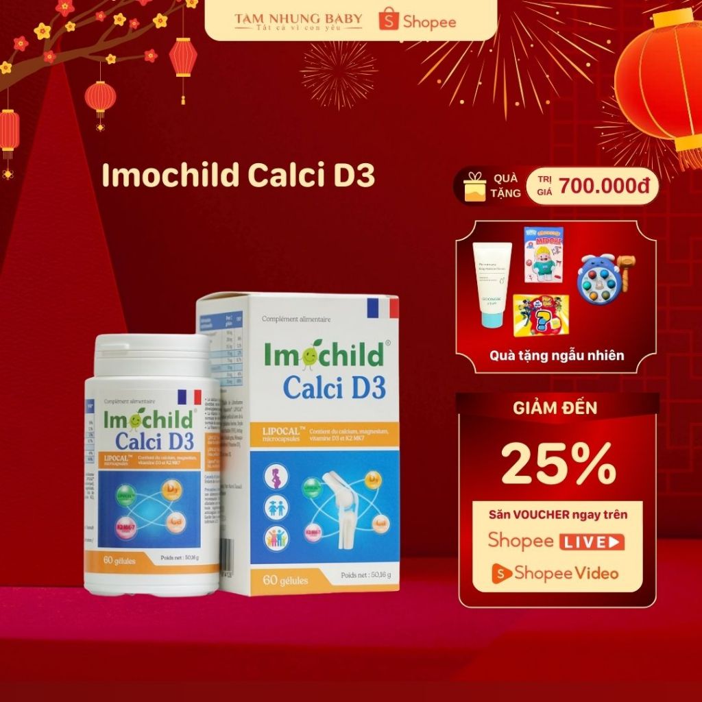 Thực Phẩm Bổ Sung Imochild Calci D3 – 60 Viên Canxi & Vitamin D3 Cho Bé – Tâm Nhung Baby