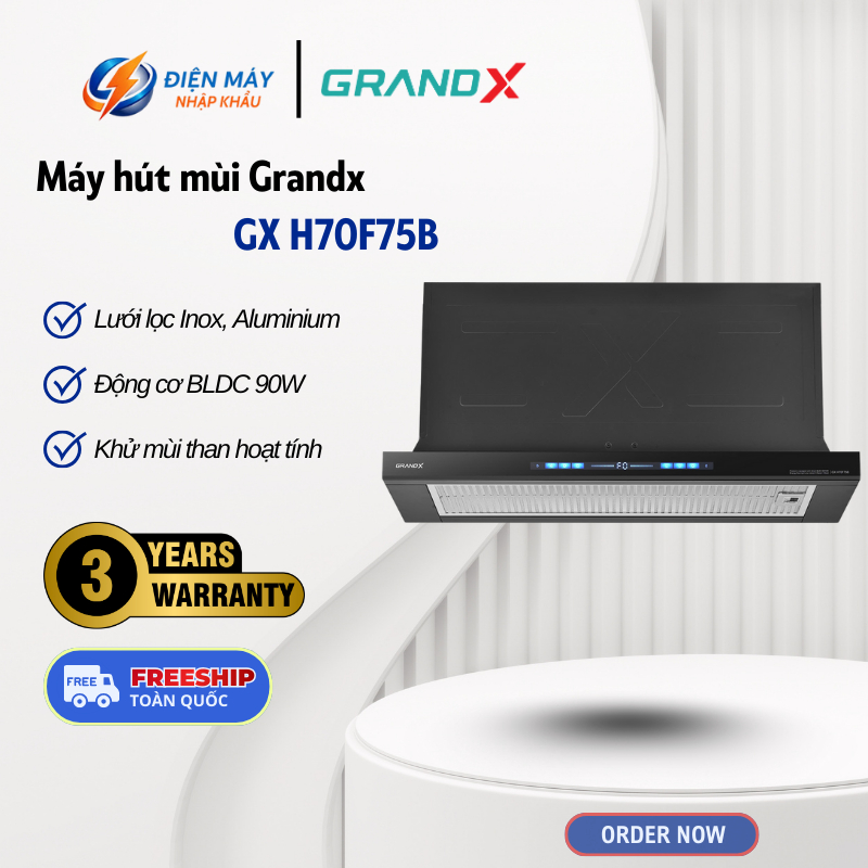 Máy Hút Mùi Âm Tủ GrandX GX H70F75B – Kích Thước 70cm – 3 Cấp Độ – Hút Bảo Hành Chính Hãng