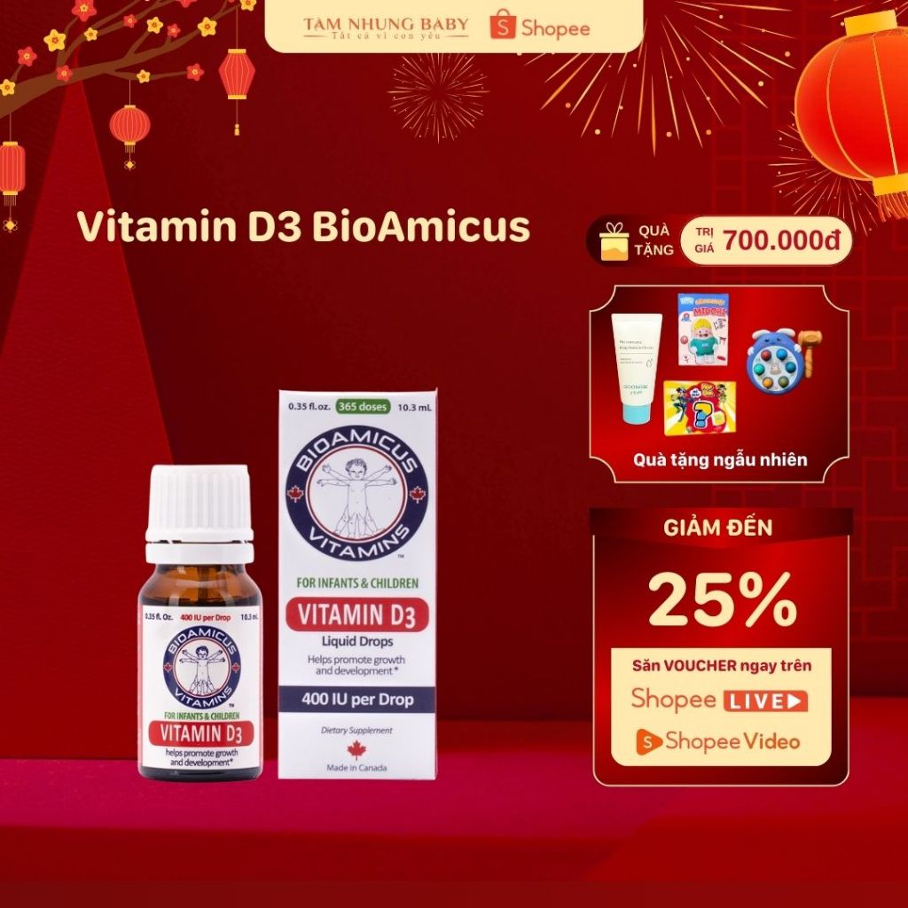 Vitamin D3 BioAmicus 400IU/giọt 10ml
