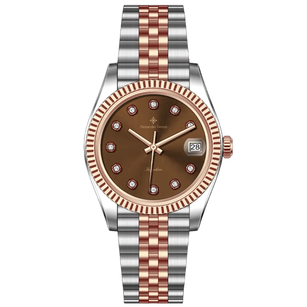 Đồng hồ nữ chính hãng Alexander Ferros 8222 8222D 8222R máy Nhật Mitota mặt kính sapphire