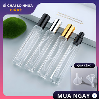 Combo 5 Chai Chiết Nước Hoa 10ml Thủy Tinh Cao Cấp – Lọ Trụ Vuông Đựng Tinh Dầu, Tặng Kèm Phễu Chiết