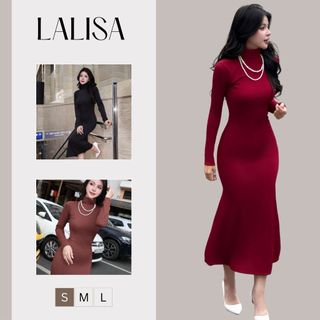  Đầm Váy Body Dáng Dài Đen Giữ Nhiệt Cổ Cao LALISA Đầm Dáng Dài Ôm Body Tôn Dáng Màu Đen VD001 