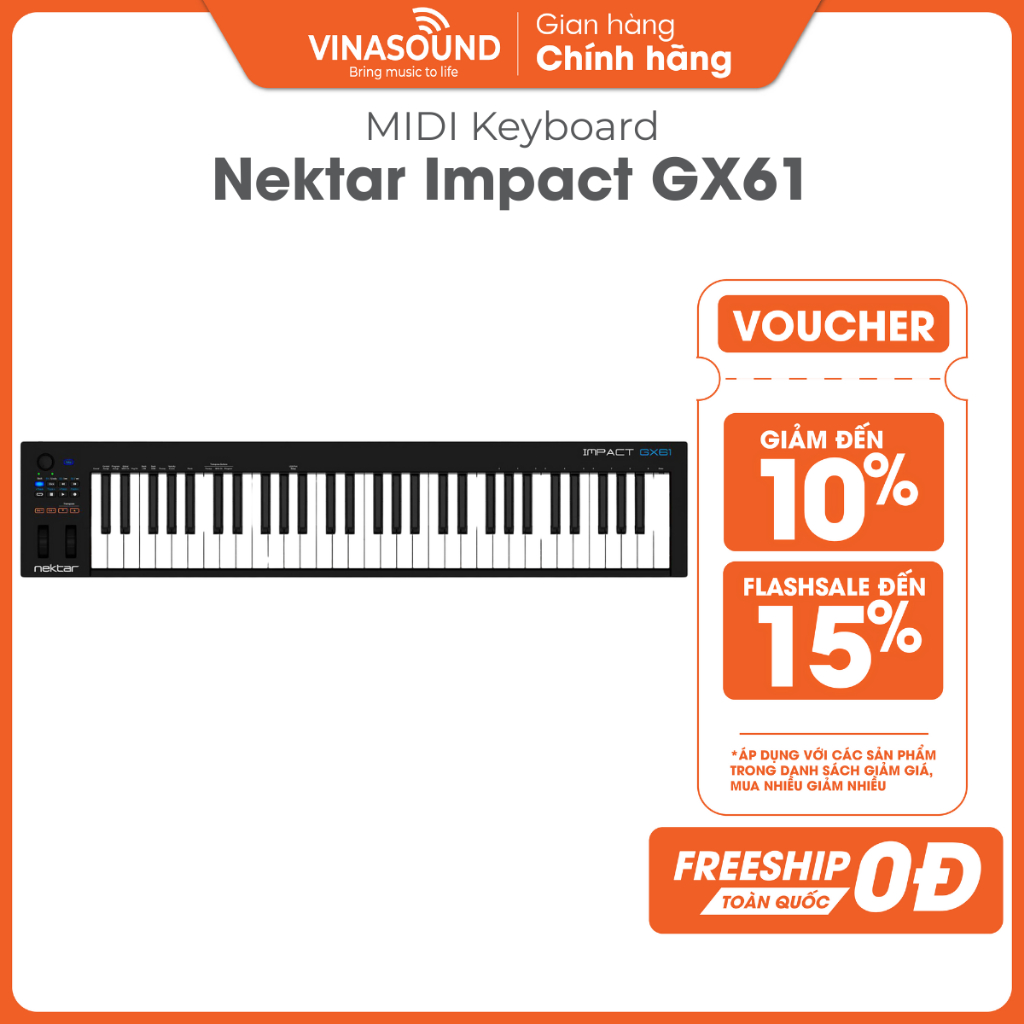 MIDI Keyboard Nektar Impact GX61 Chính Hãng | Controller 61 Phím Cho Sản Xuất Âm Nhạc, Studio, Thu Â