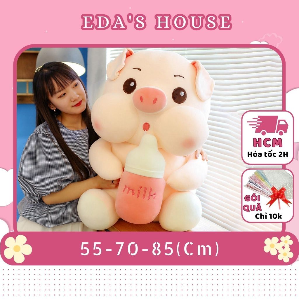 (HCM-Hỏa tốc 2h) Thú Nhồi Bông Con Heo Ôm Bình Sữa Dễ Thương EDA'S HOUSE