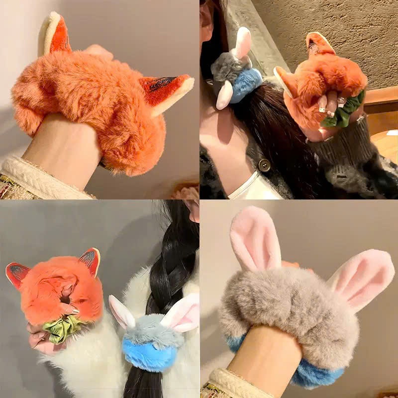 Scrunchie Buộc Tóc Hoạt Hình Zootopia Cho Bạn Gái, Phụ Kiện Tóc Bông Mềm Cute Mẫu Hot Trend 2025