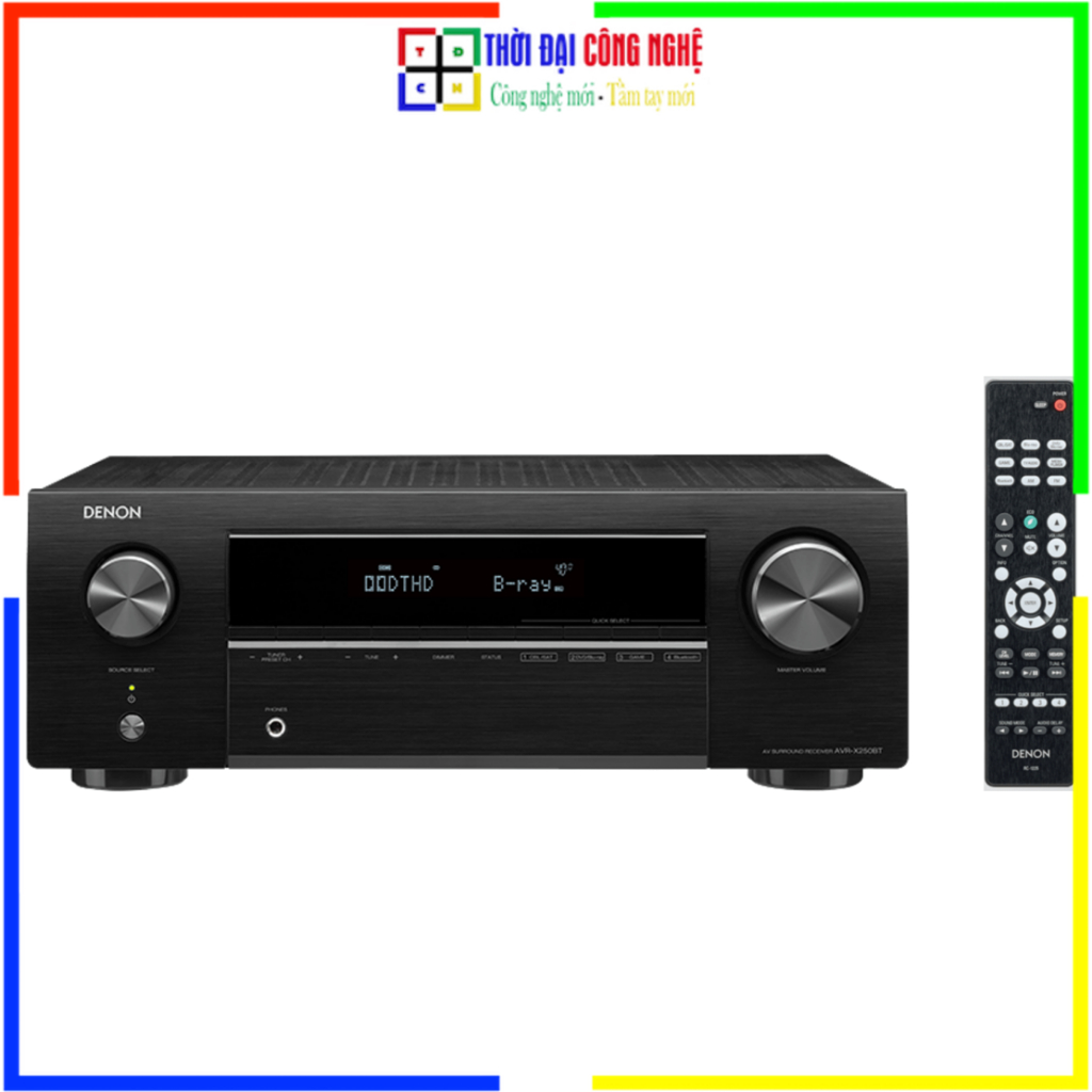 Ampli Denon AVR-X250BT 5.1 Kênh, Công Suất 130W/Kênh, Bluetooth, 4K Ultra HD, BH 12 Tháng