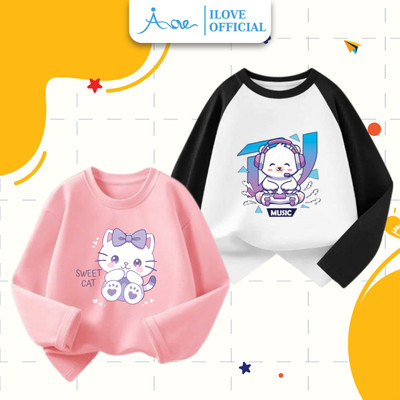 [MỚI] Áo Thun DÀI TAY Cho Bé Gái AORE, Áo phông dài tay Thu Đông Chất Cotton mềm cho bé đi học, đi chơi từ 9-36kg