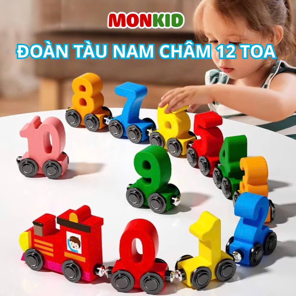 Đoàn Tàu Nam Châm 12 Toa Số MONKID Đồ Chơi Thông Minh Giáo Dục Sớm Cho Bé Phát Triển Tư Duy&Trí Tuệ