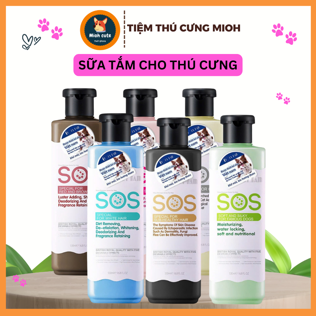 Chính hãng - Sữa tắm cho thú cưng SOS dưỡng lông, diệt ve 530ml