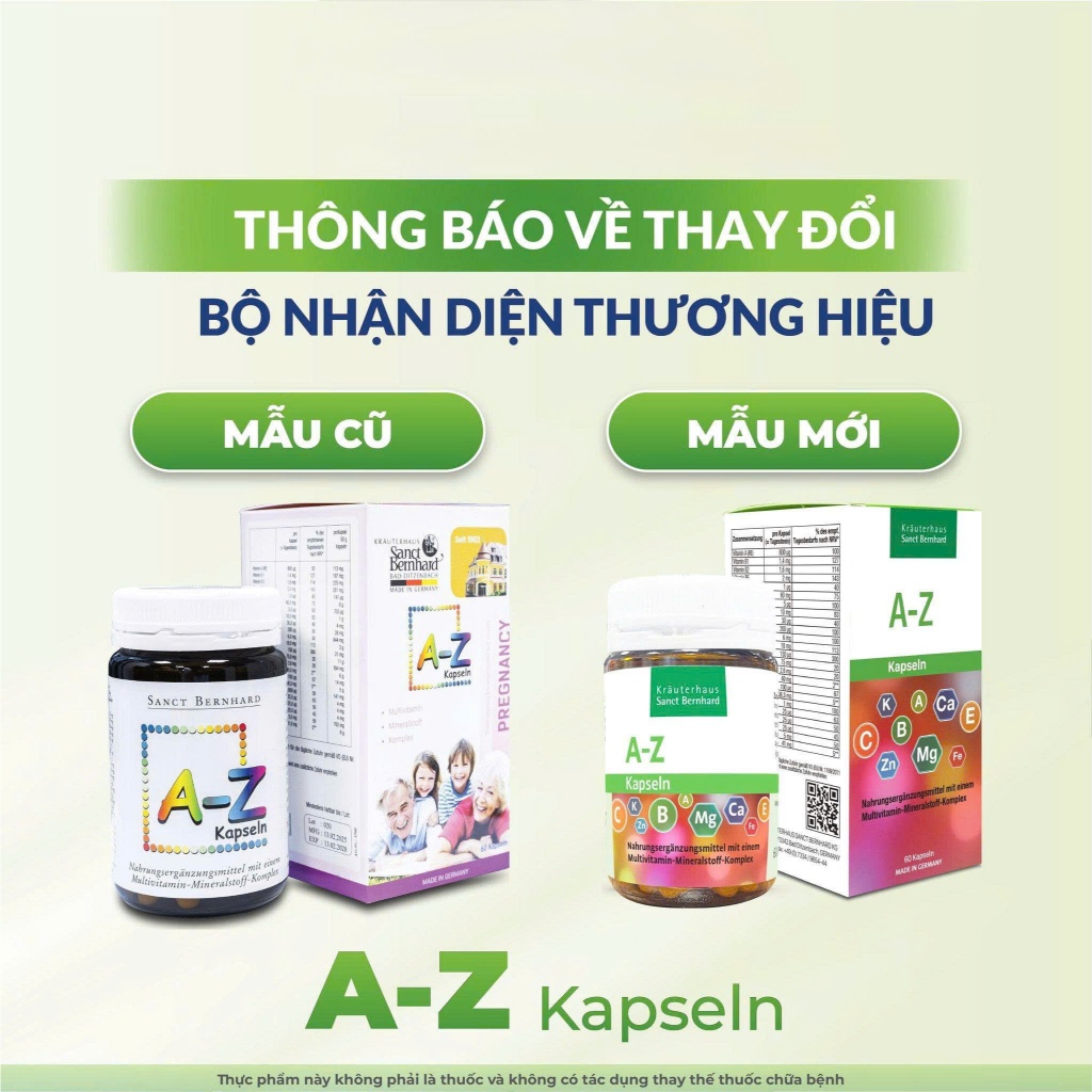 Xuất xứ CHLB Đức Viên uống Vitamin tổng hợp A-Z Kapseln Sanct Bernhard vitamin từ A đến Z  MULTIVITA