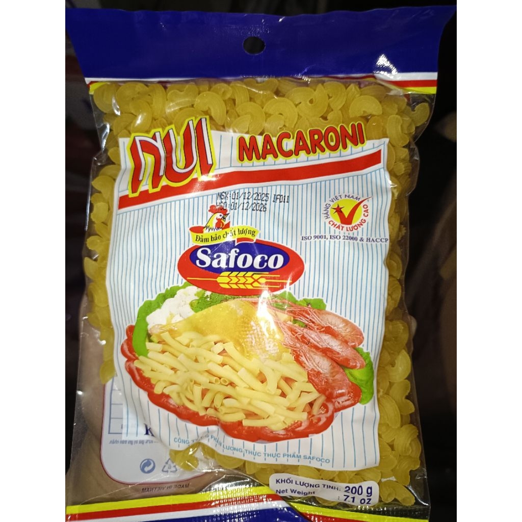 Combo 2 gói Nui Ngắn ,Nui Dài Safoco 200gram