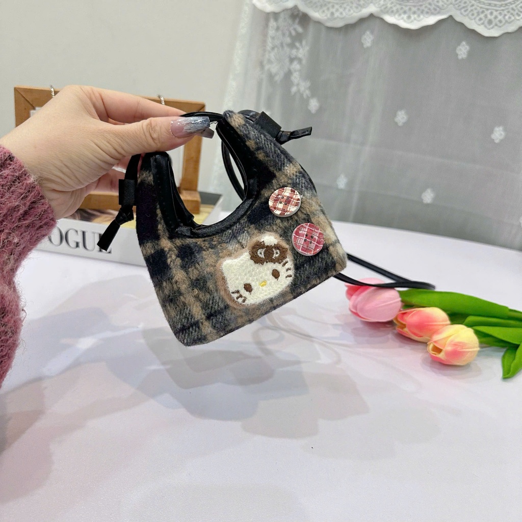 Túi xách nữ mini túi đeo chéo caro phối hình mèo dễ thương, dáng nhỏ gọn nhẹ, đi chơi dạo phố xinh Uyên Store DK085 | BigBuy360 - bigbuy360.vn