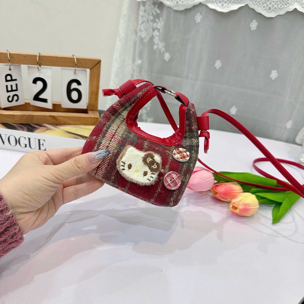 Túi xách nữ mini túi đeo chéo caro phối hình mèo dễ thương, dáng nhỏ gọn nhẹ, đi chơi dạo phố xinh Uyên Store DK085 | BigBuy360 - bigbuy360.vn